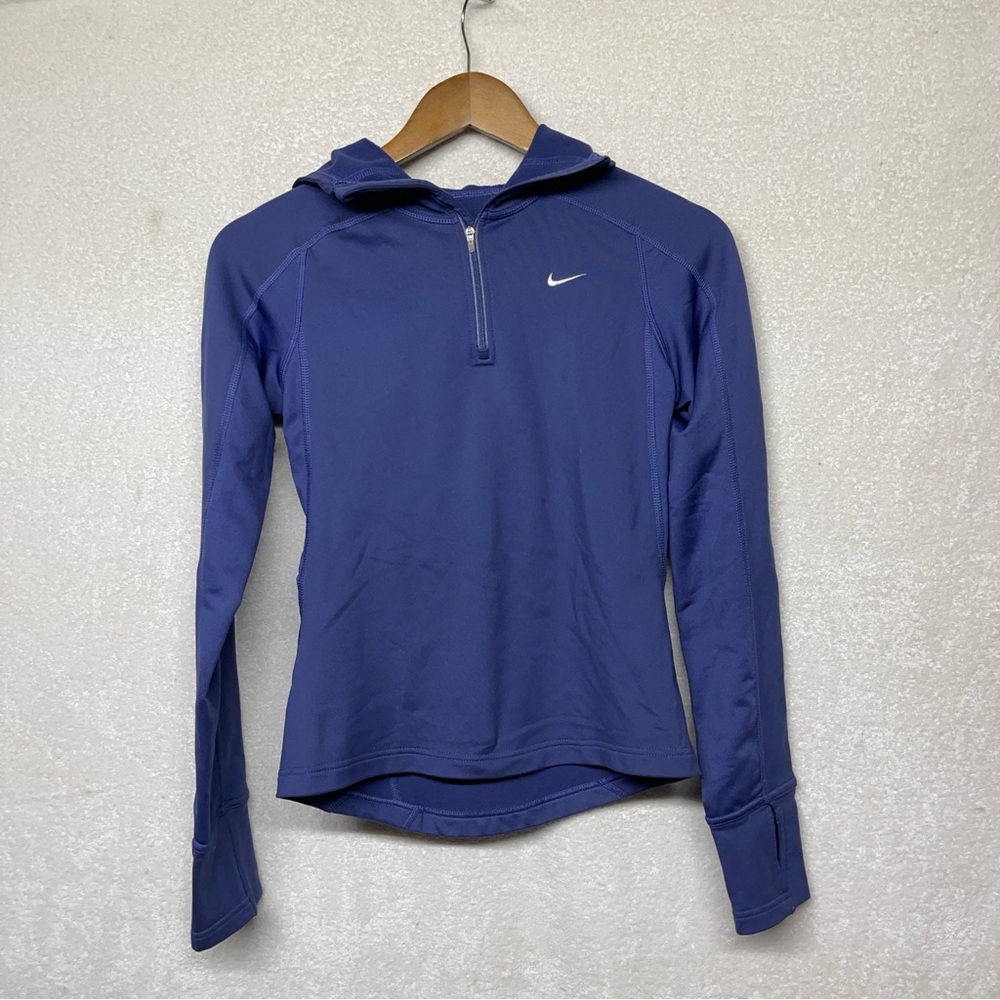 Nike Women's 1/4 Zip Blue Long Sleeve Top size XS